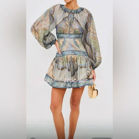 COSTA AZUL Chic Long Sleeve Paisley Dress - Picture 2 of 4